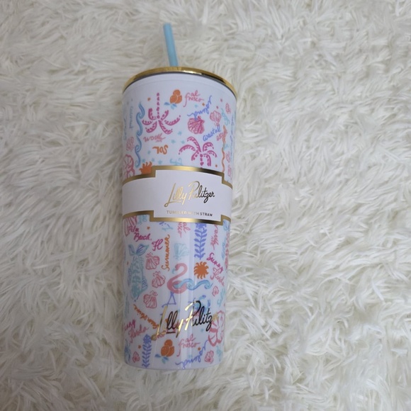 Lilly Pulitzer Tumbler with Straw  24 oz "Summer Serenade" - Picture 1 of 11